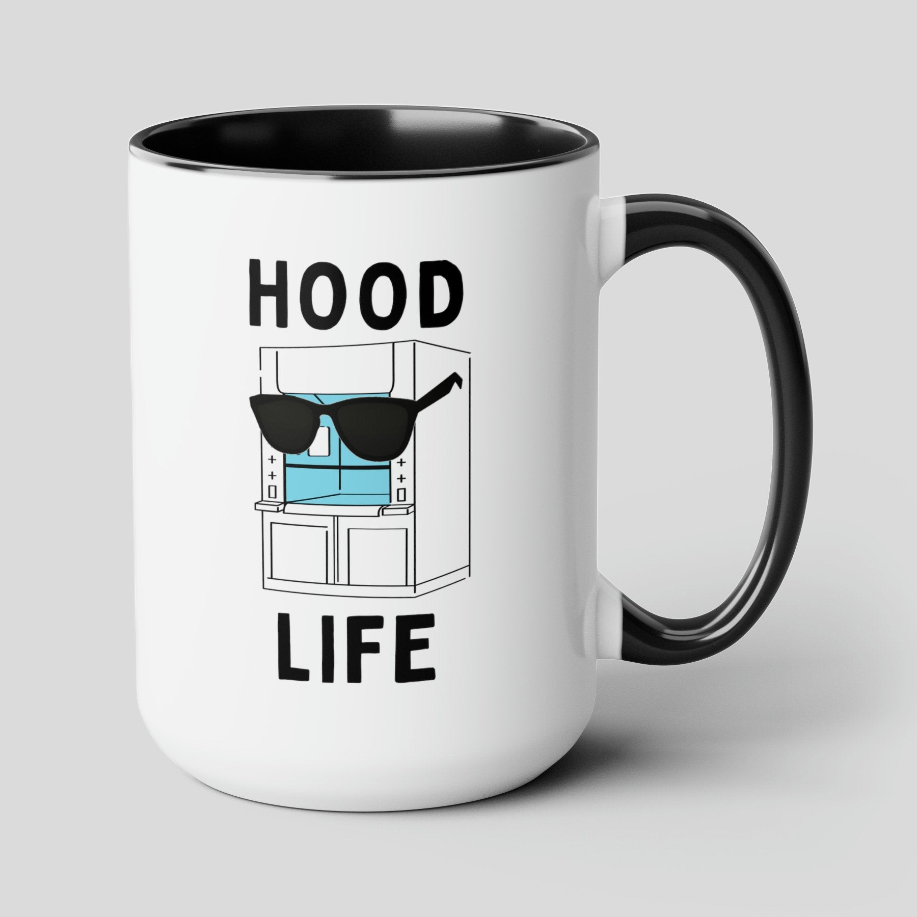 Hood Life 15oz white with black accent funny large coffee mug gift for scientist biology chemistry science fumehood STEM biochemistry waveywares wavey wares wavywares wavy wares cover