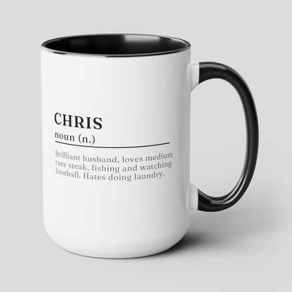 Name definition mug 15oz white with black accent funny large coffee mug gift for friends mom dad husband wife personalize with custom definition name meaning waveywares wavey wares wavywares wavy wares cover