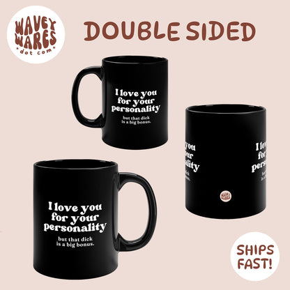 double sided black coffee mug waveywares