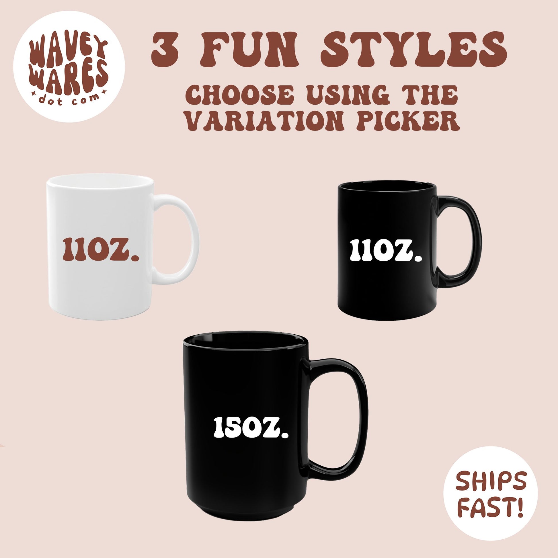 waveywares black mug variations styles